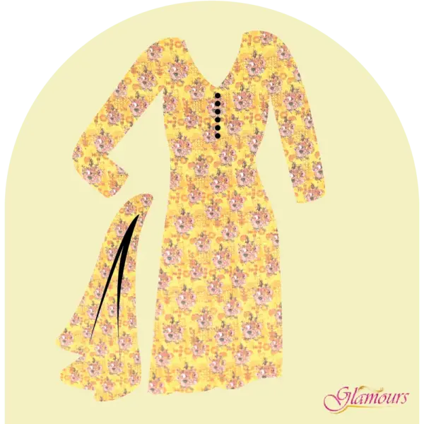 2 Piece Yellow Floral (Doria Lawn)